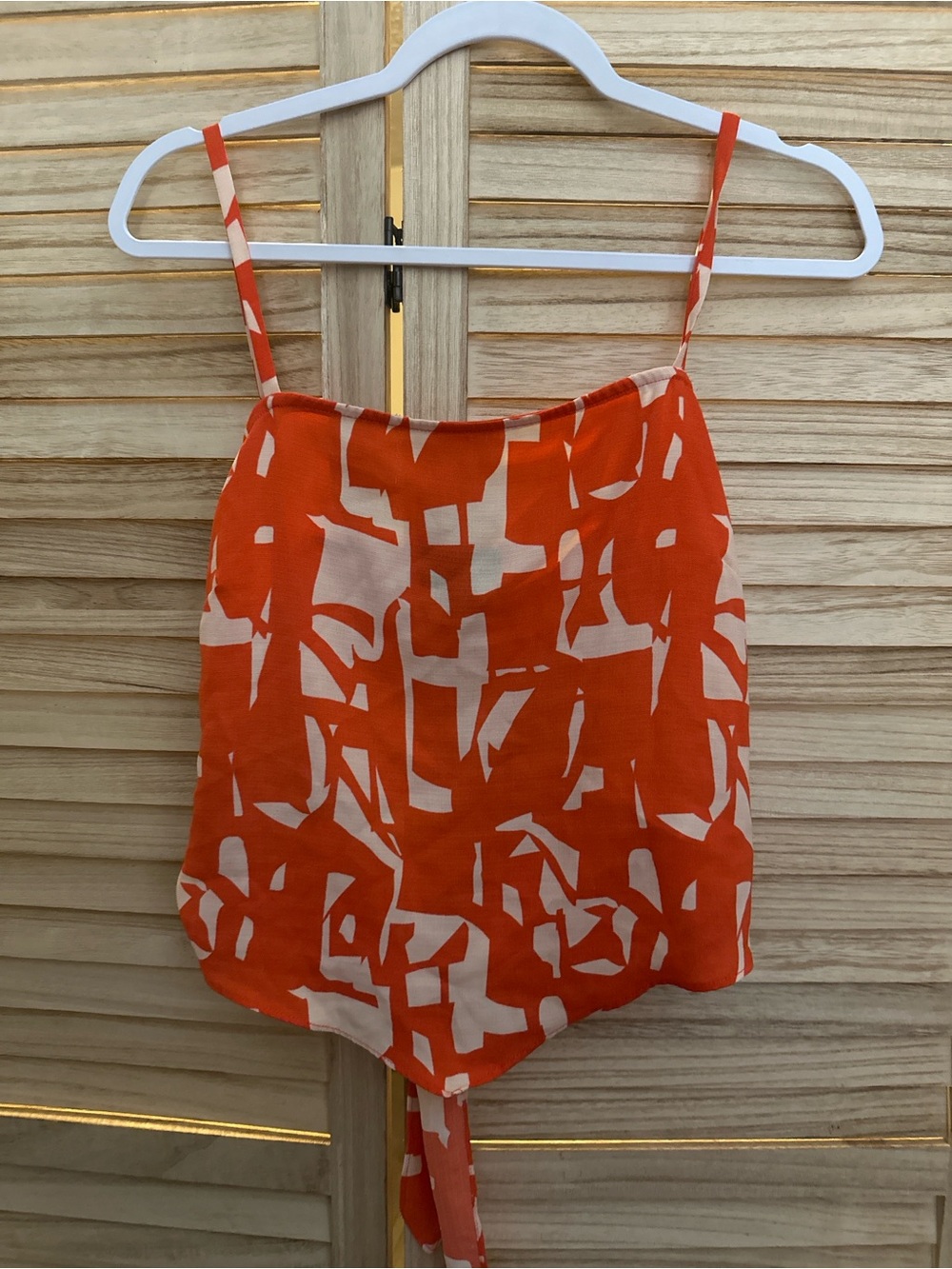 Bwear Orange and Cream Abstract Tie-Front Shorts